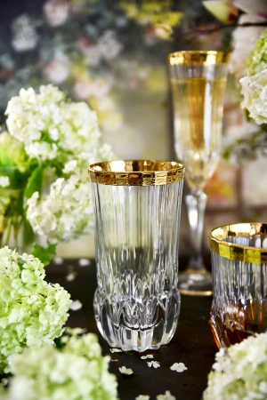 Eleganckie szklanki do wody ze złotym zdobieniem-Irys